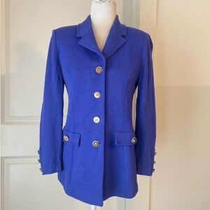 ❤️ ST. JOHN Blue Blazer Classic Tailored Fit. Size:4. Flawed.